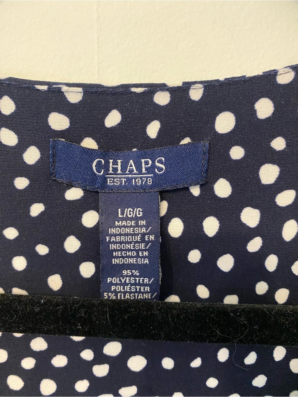 Chaps navy polka dot dress US L